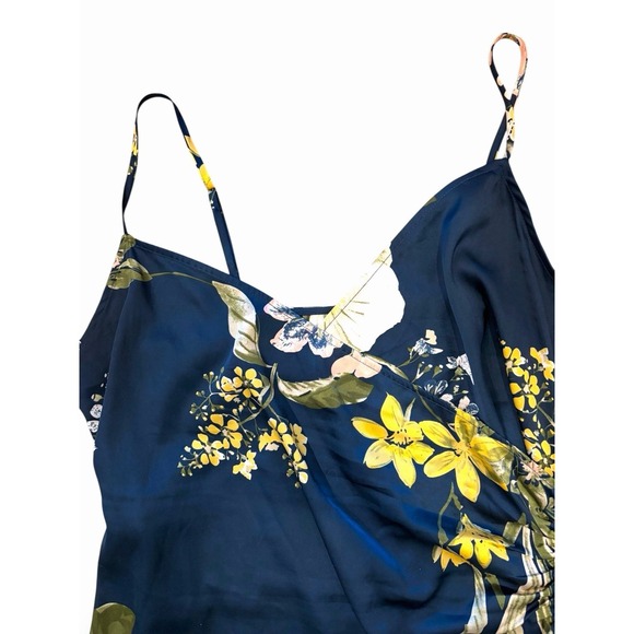 Lulus Y2K Blue Floral Slip Dress XL Spaghetti Strap Maxi Retro 90s Glam Slit - Picture 4 of 13